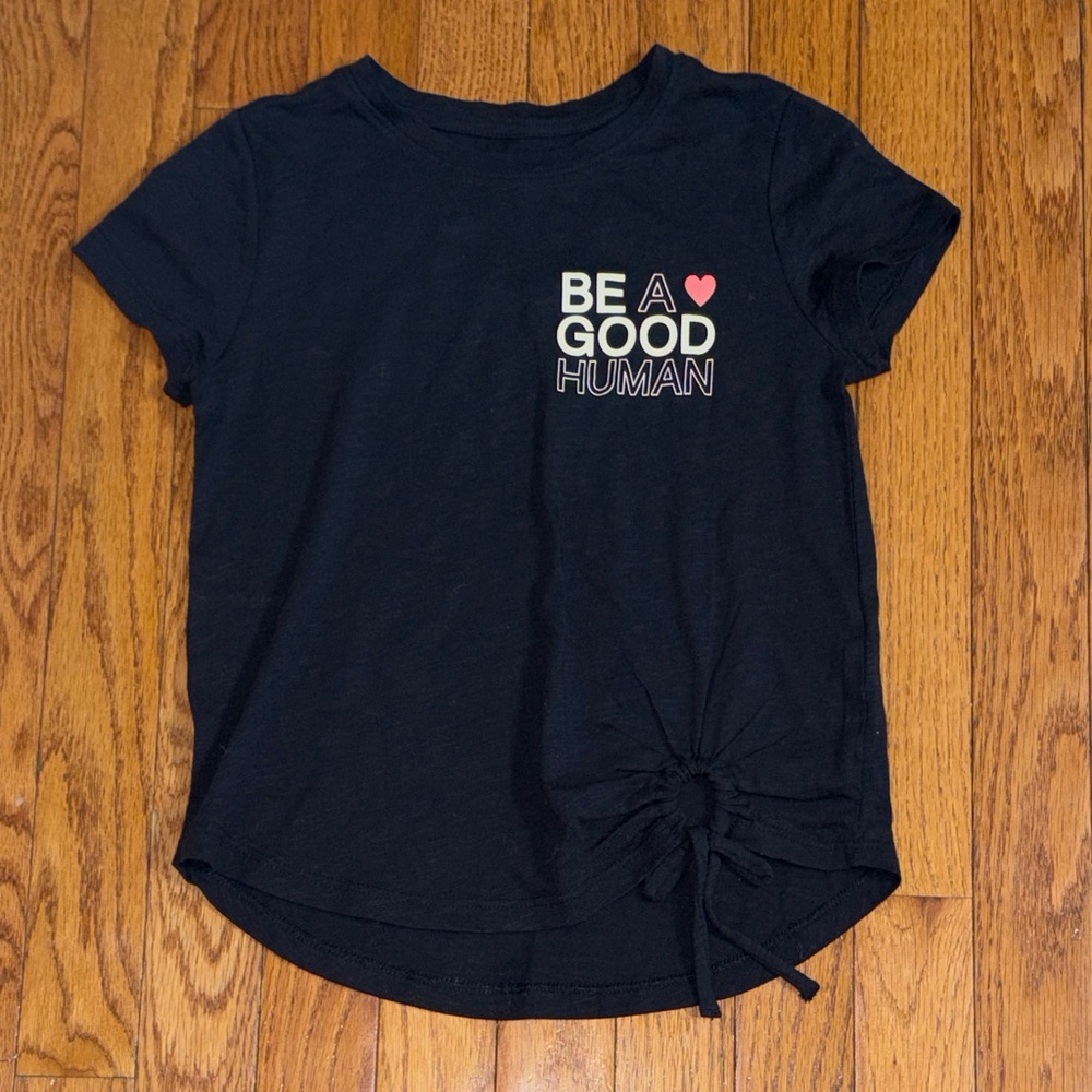 Black Kids T-Shirt with Heart Graphic